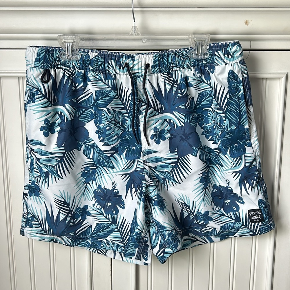 Spicy Tuna Hibiscus print Swim Trunks